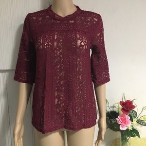 ❤️ 5/25 LOFT sheer Blouse Sz Xs keyhole back